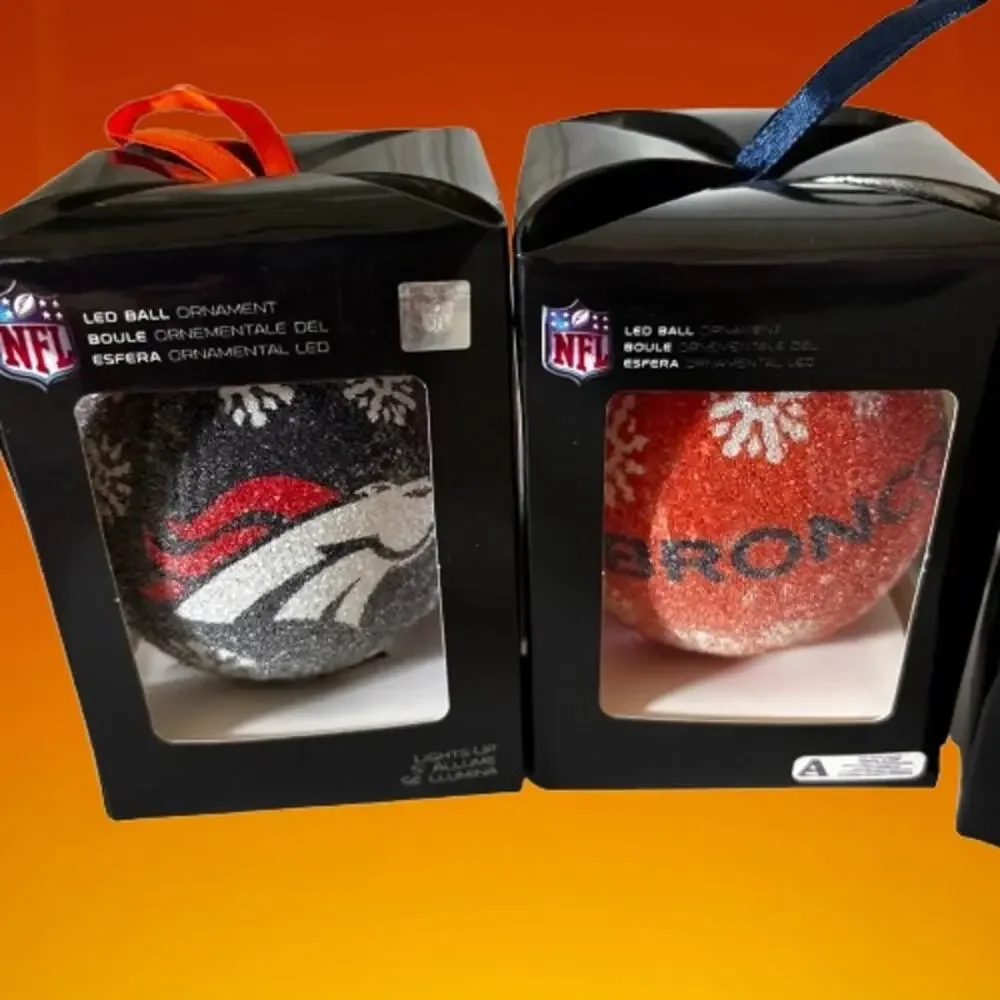 NEW 4-Pack Denver Broncos‎ LED Christmas Ornaments